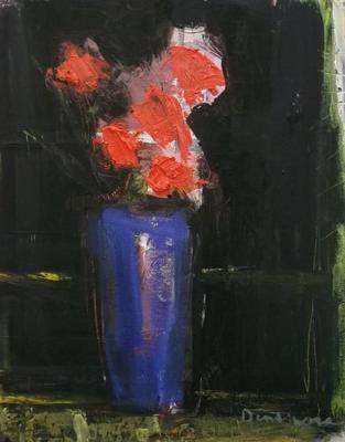 Red Flowers on Black by Stephen Dinsmore